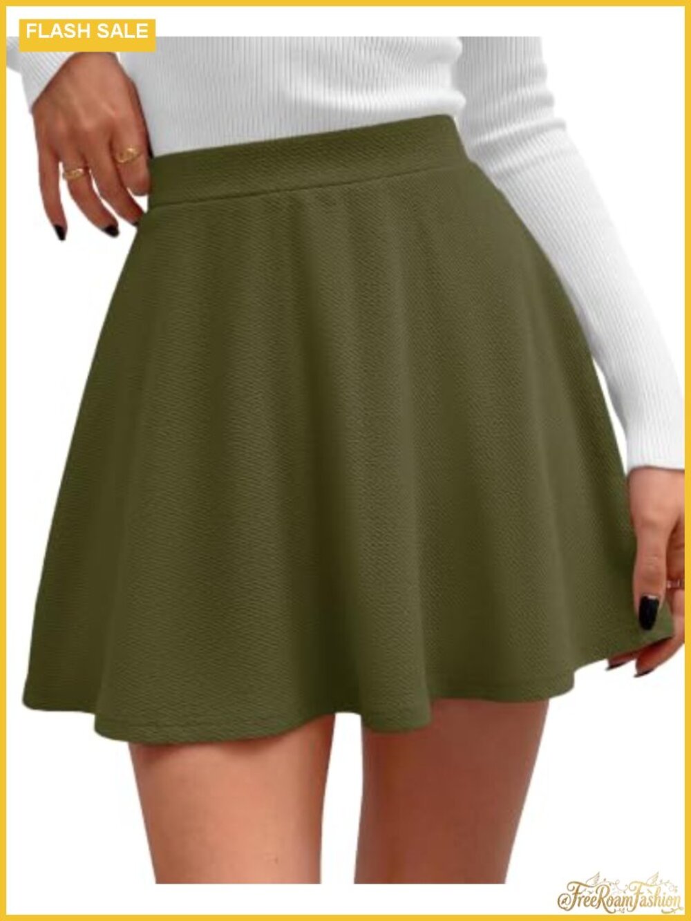 Womens Mini Skirt with Built-In Shorts High Waist A-Line Skort